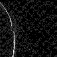 The image resulting from an unstretched raw data display of TM Band 3 for Morro Bay. Only the waves are shown in contrasting tones.