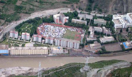 Aerial view of quake-striken Wenchuan