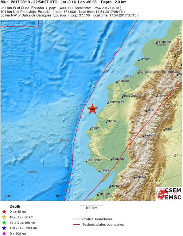 August 13, 2017 Earthquake Information of  Ecuador