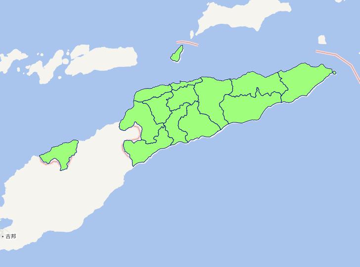 Online map of East Timor level 1 administrative boundaries