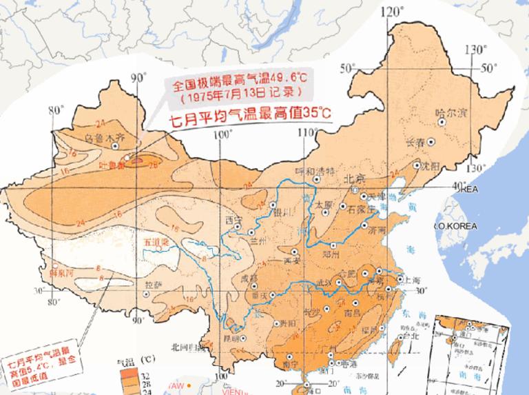 Online map of July average temperature distribution in China