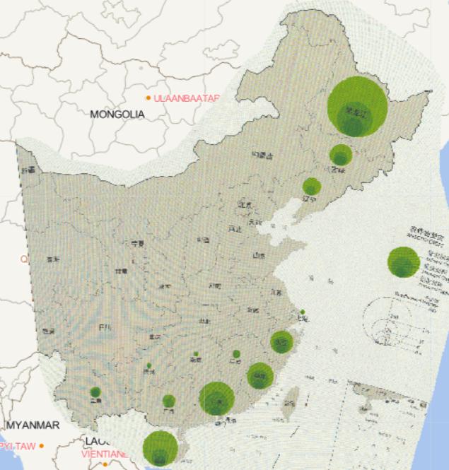 Online map of typhoon affected crops by province in China in 2016