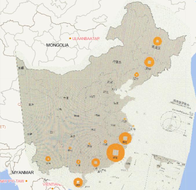 Online map of provincial direct economic loss by typhoon in China in 2016