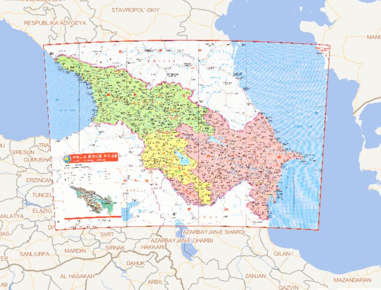 Online map of Georgia, Azerbaijan, Armenia