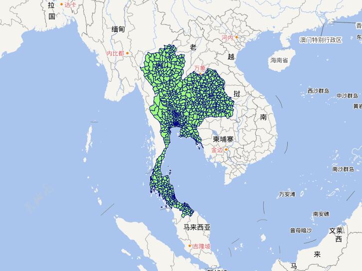 Online map of level 2 administrative boundaries of Thailand