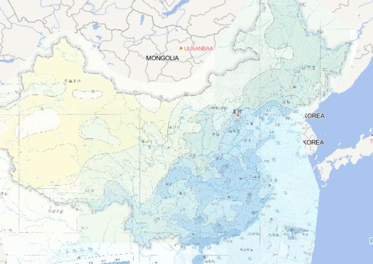 Online map of extreme threshold distribution of China's 3-day precipitation