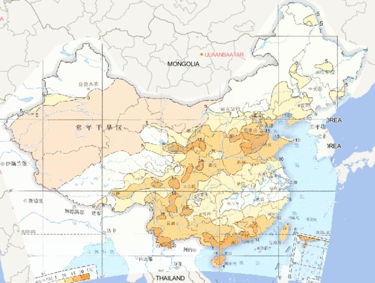 Online map of average winter drought days in China from 1981 to 2010