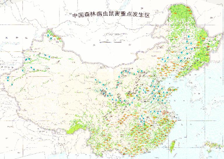 Online map of forest disease, insect, rat focus area in China