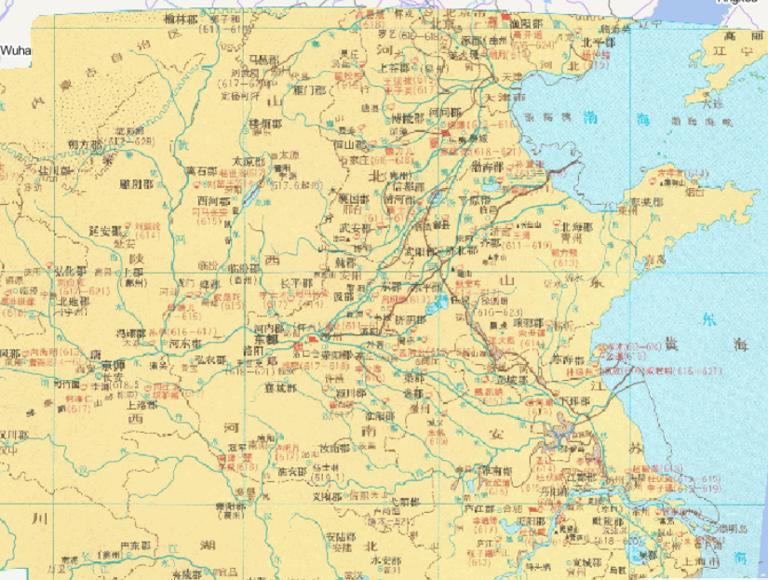 Online historical map of the peasant uprising in the late Sui Dynasty (611-623)