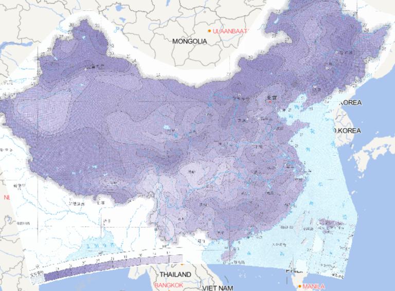 Online map of continuous temperature extremes in China