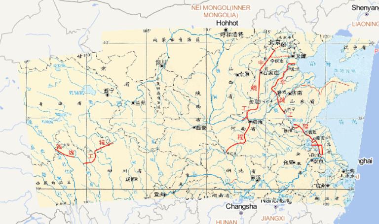 Online map of the South-to-North Water Diversion Project in China