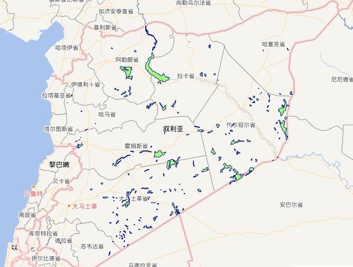 Online map of Syrian waters area