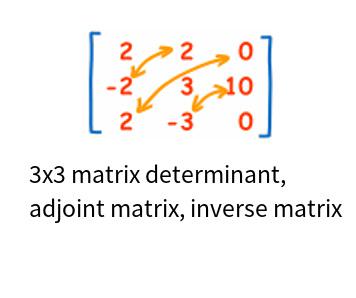 3x3 matrix determinant, adjoint matrix, inverse matrix online calculator