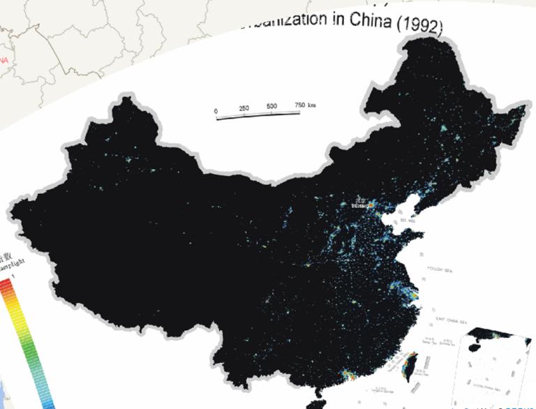Online map of urbanization spatial distribution in China(1992)