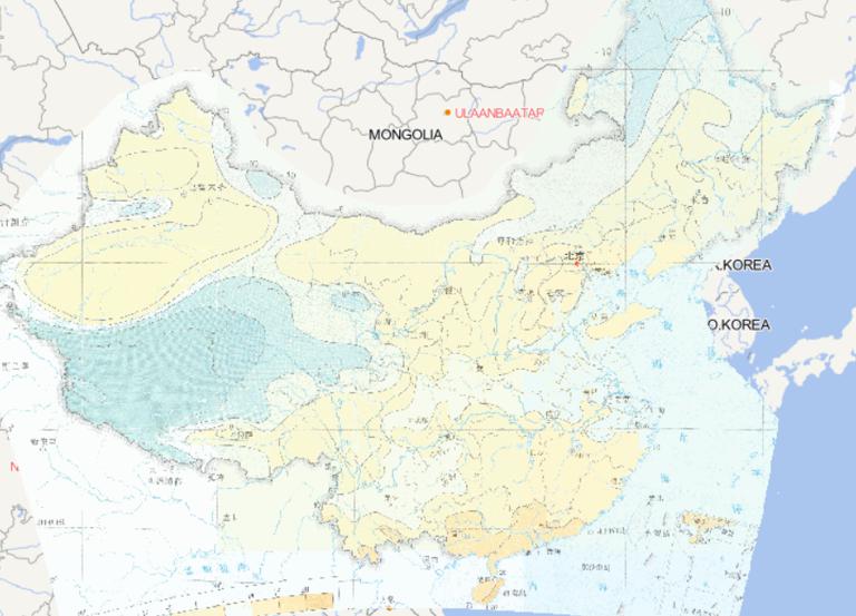 Online map of May minimum daily temperature distribution in China