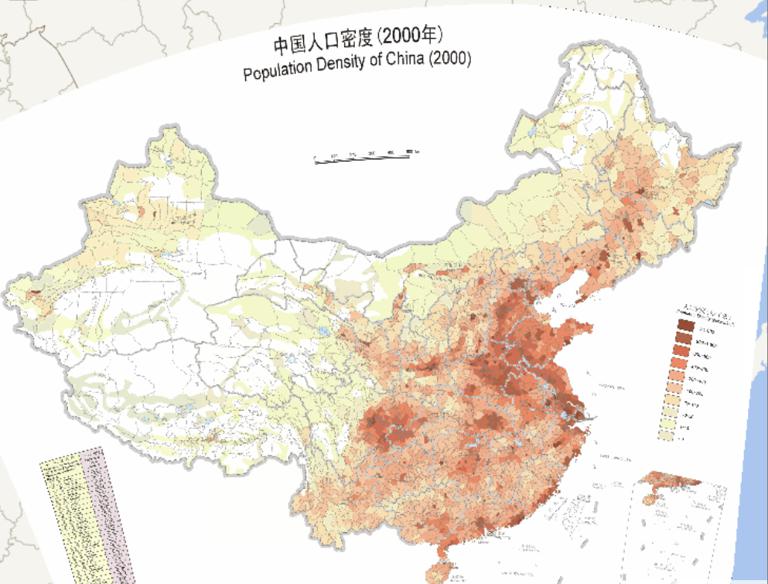 China population density online map 2000