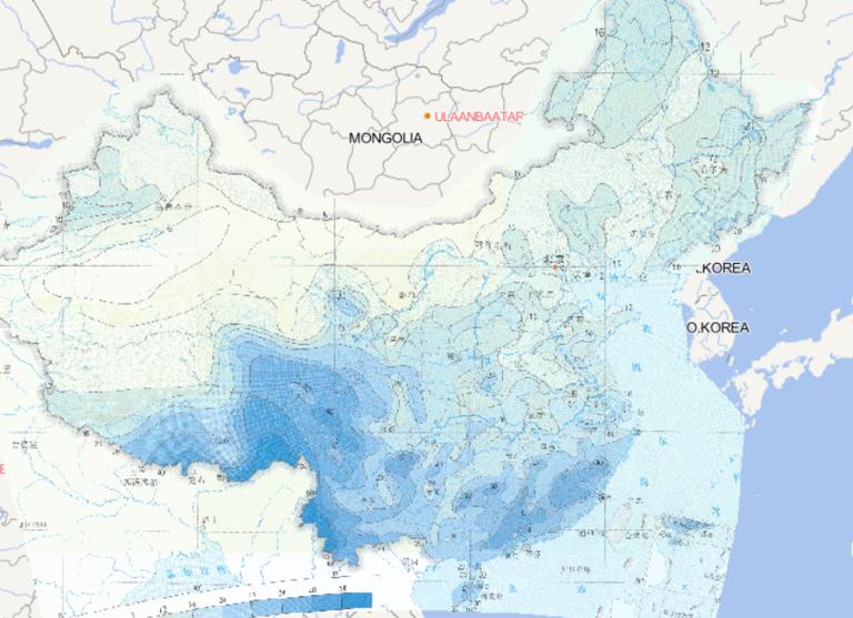 Online map of extreme value distribution of continuous precipitation days in China