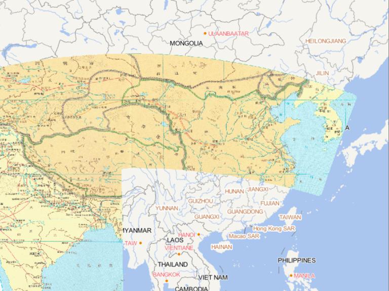 Online historical map of Xuanzang's pilgrimage to the West for Buddhist Sutra (629-645) during the Tang Dynasty in China