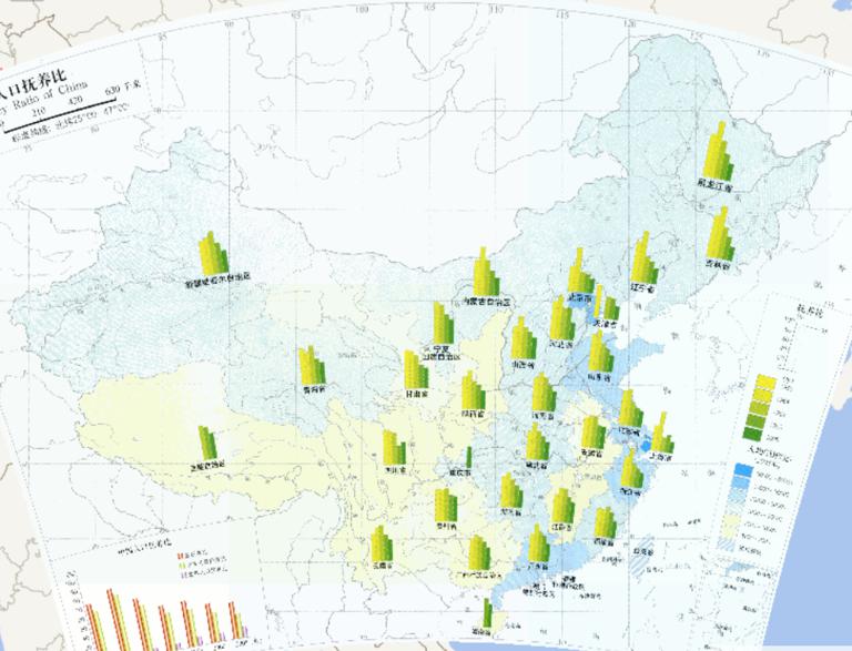 Online map of China 's population dependency ratio