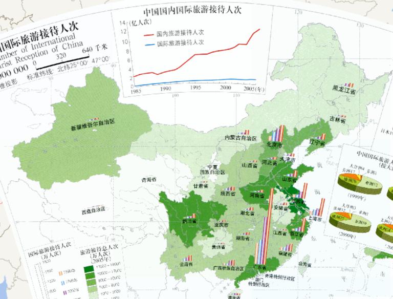 Online map of China international tourist Reception magnitude