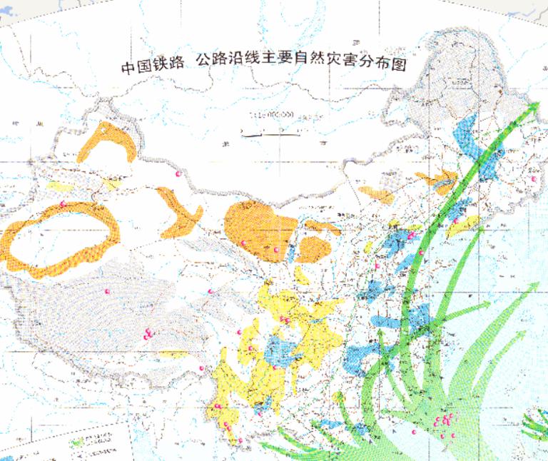 Distribution of major natural disasters along Chinese railways and highways