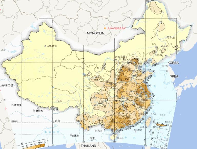 Online map of the maximum annual haze days in China from 1961 to 2015