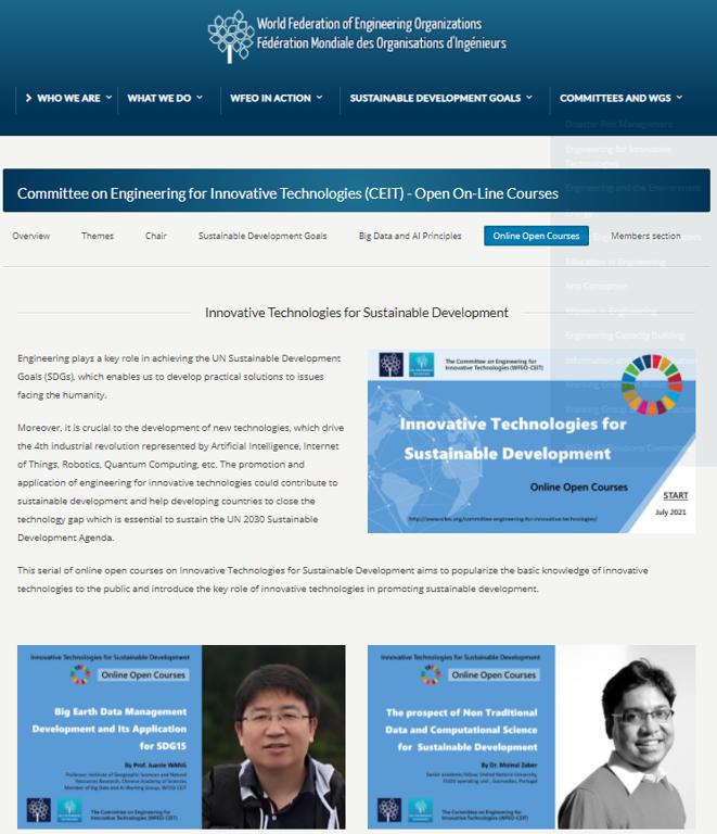IKCEST DRRKS Contributes an SDG online open course to WFEO-CEIT