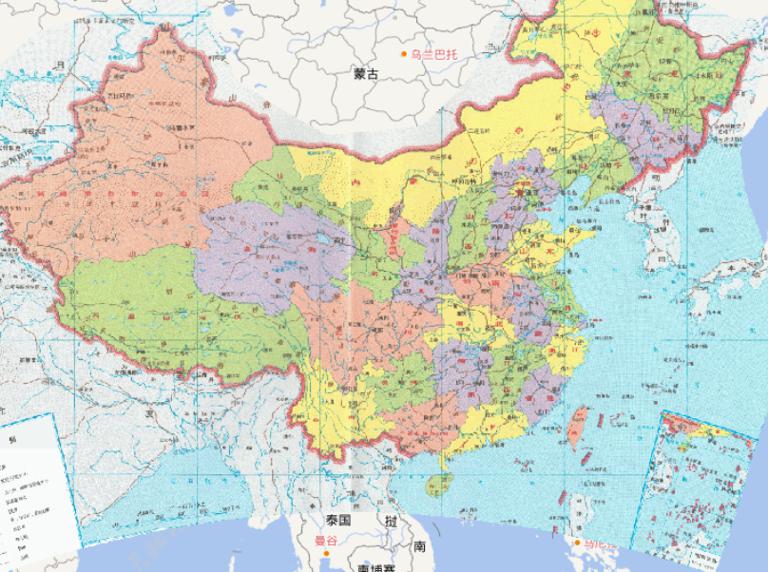 Online map of the People's Republic of China in 1996