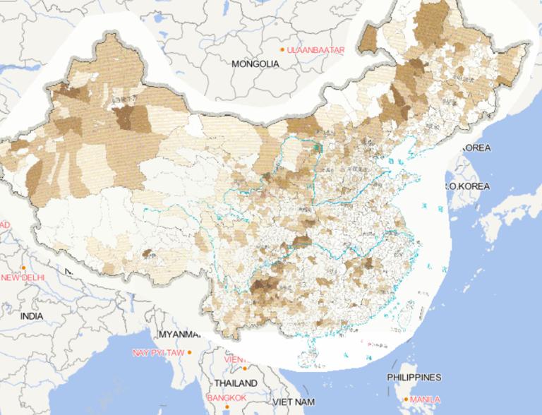Online map of wind and hail disaster distribution in China in 2014