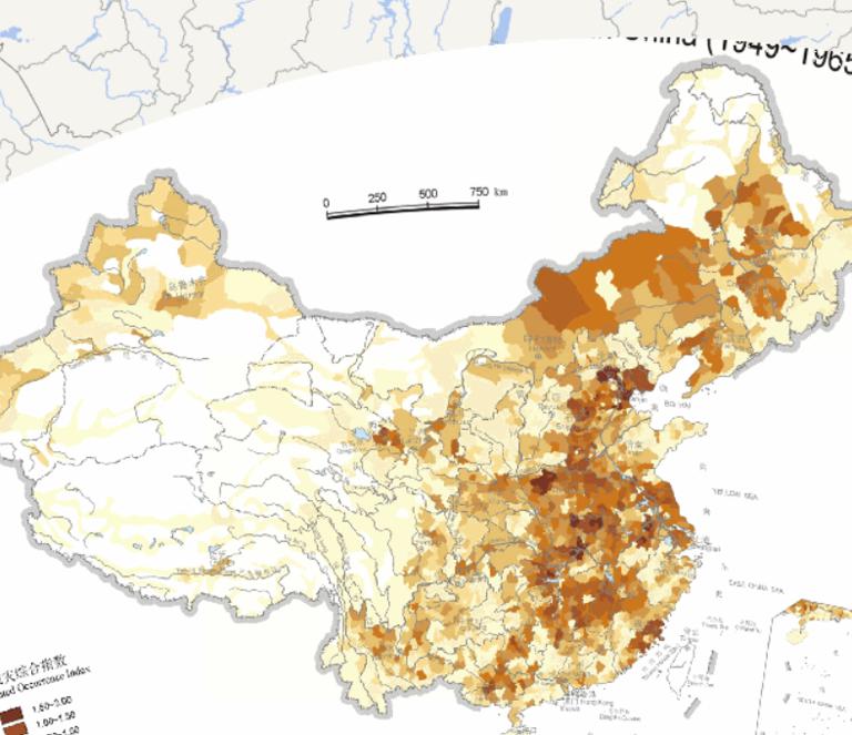 Online Map of Natural Disaster Comprehensive Index in China (1949-1965)