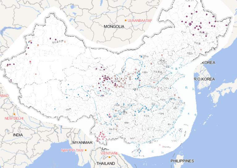 Online map of China's October disaster distribution in 2014