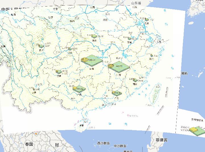 Online map of crop losses from May 5th,2010 to May 22th during the flood disaster period in South China