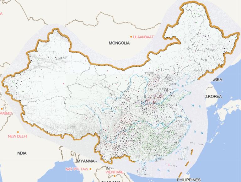Online map of the disaster affected areas in May 2013 in China