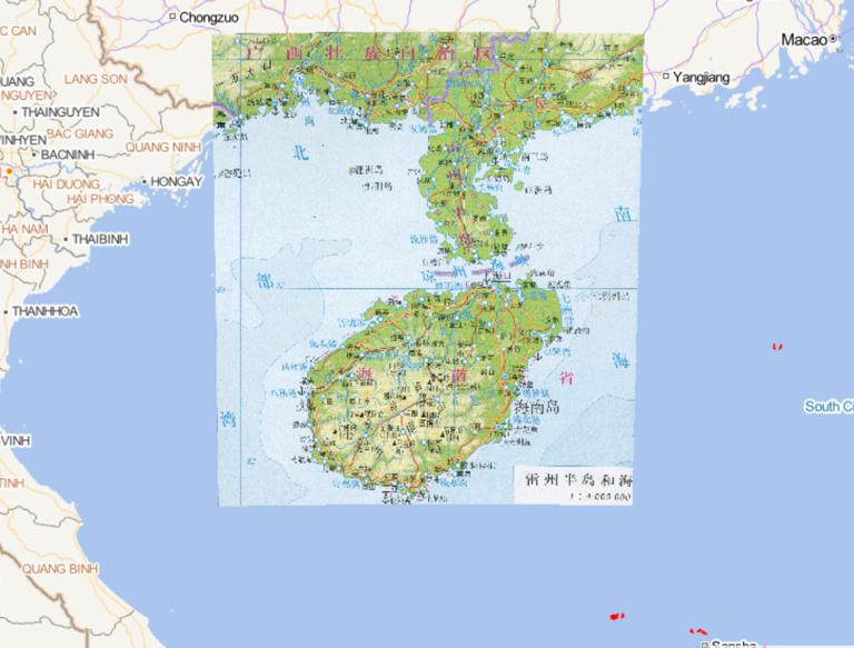 Online map of Leizhou Peninsula and Hainan Island, China