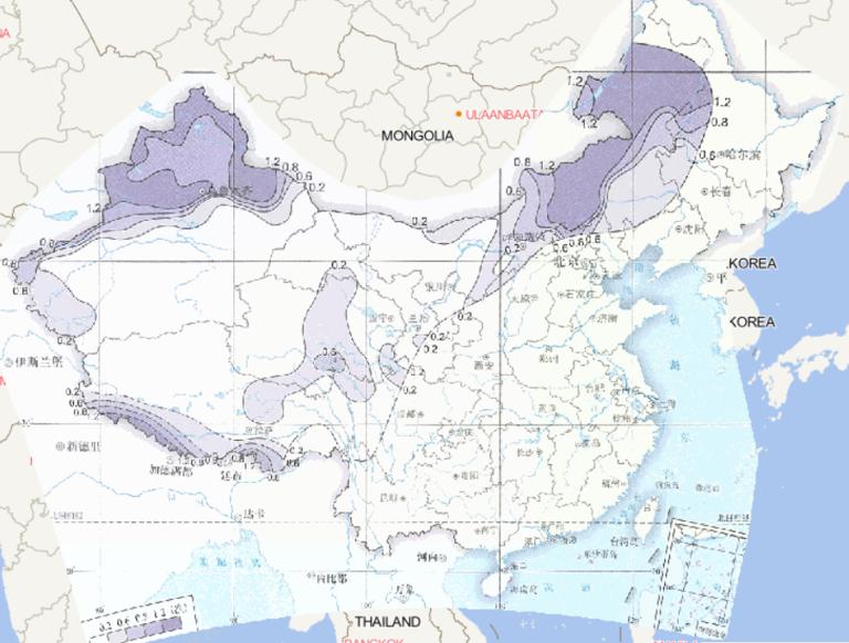 Online map of the average number of annual snow disasters in pastoral areas of China from 1981 to 2010