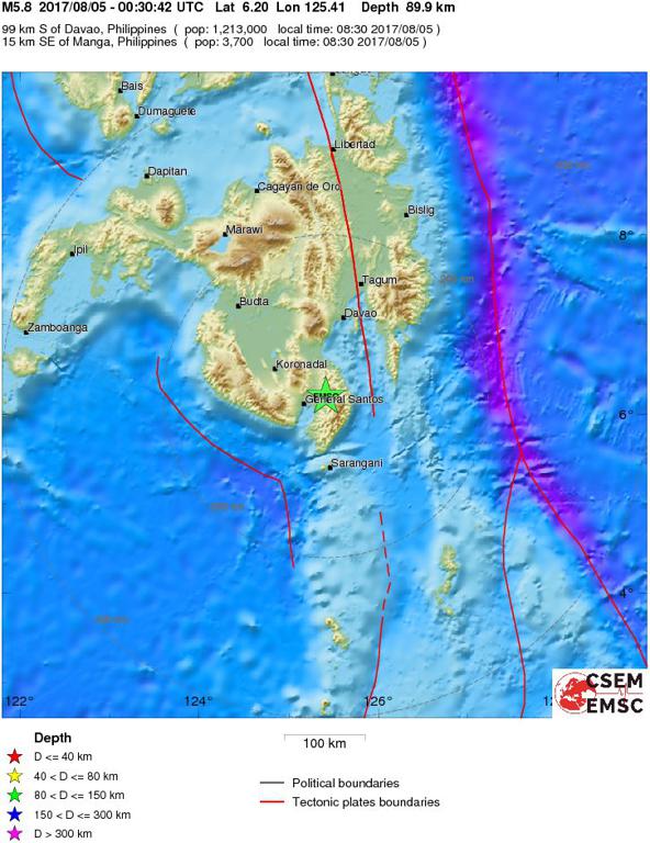 August 5, 2017 Earthquake Information of Philippines