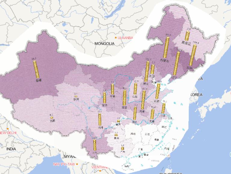 Online map of economic losses of drought disasters in China in 2014