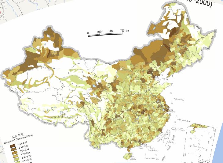 High frequency online map of natural disasters becoming disasters in China