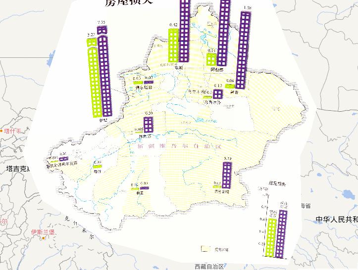 Housing losses online map in northern of Xinjiang(2010)