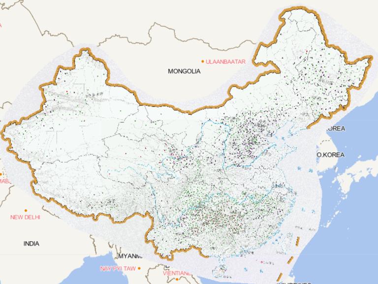 Online map of the disaster affected areas in June 2013 in China