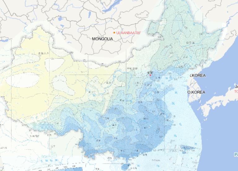 Online map of extreme threshold distribution of continuous precipitation in China