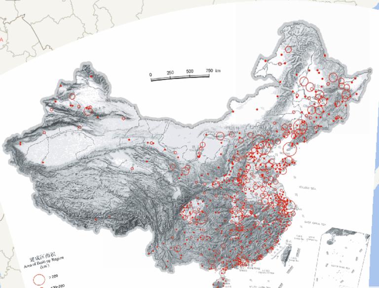 China 's urban built - up area (2000) Online map