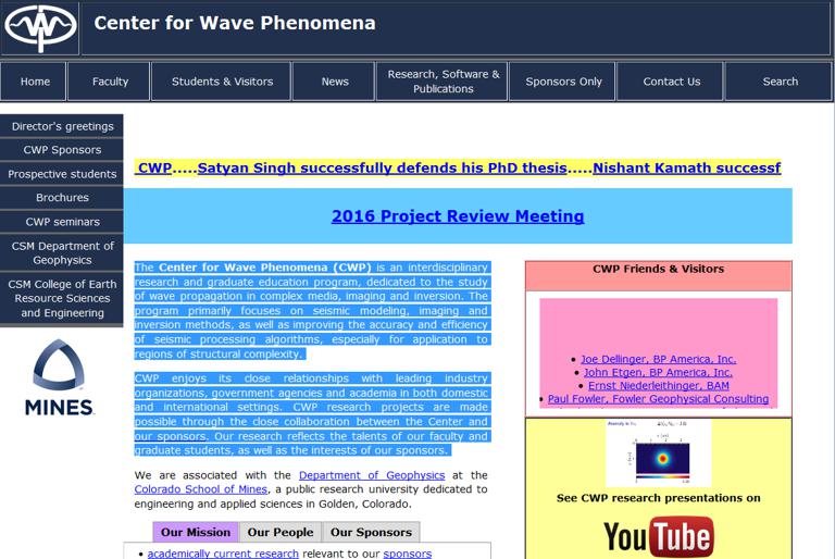Center for Wave Phenomena,Colorado School of Mines(USA)
