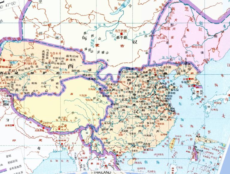 The Historical Map of the Western Han Dynasty in China