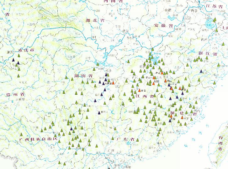 Water regimen and riverway condition online map from June 14th,2010 to June 25th during the mid and late June's flood disaster period in South China