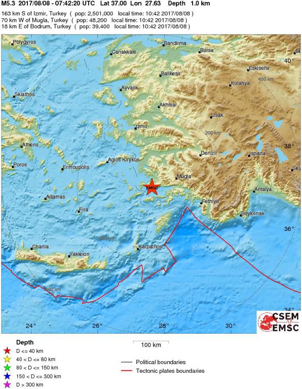 August 8, 2017 Earthquake Information of  Western Turkey