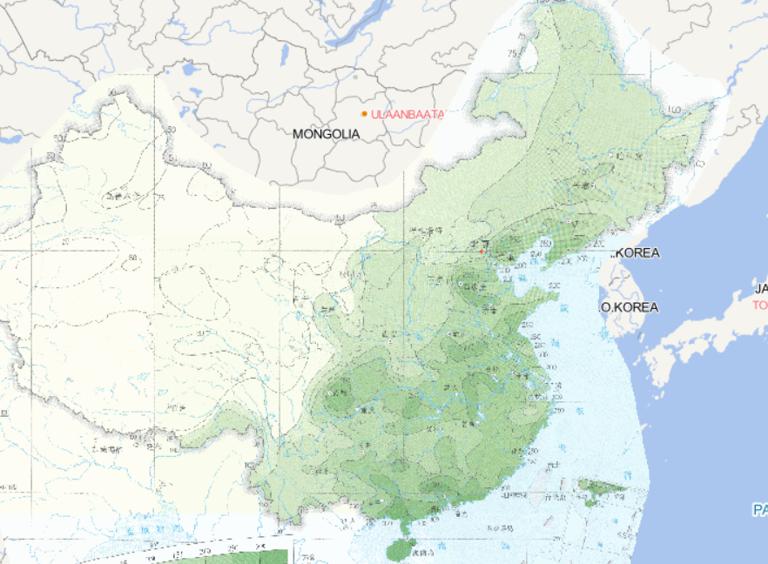 Online map of extreme daily rainfall distribution in China