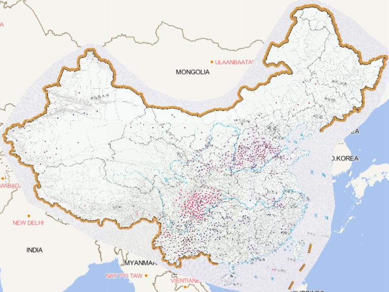Online map of the disaster affected areas in April 2013 in China