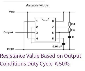 555 Online Calculator-Calculating Resistance Value Based on Output Conditions Duty Cycle ≤50%