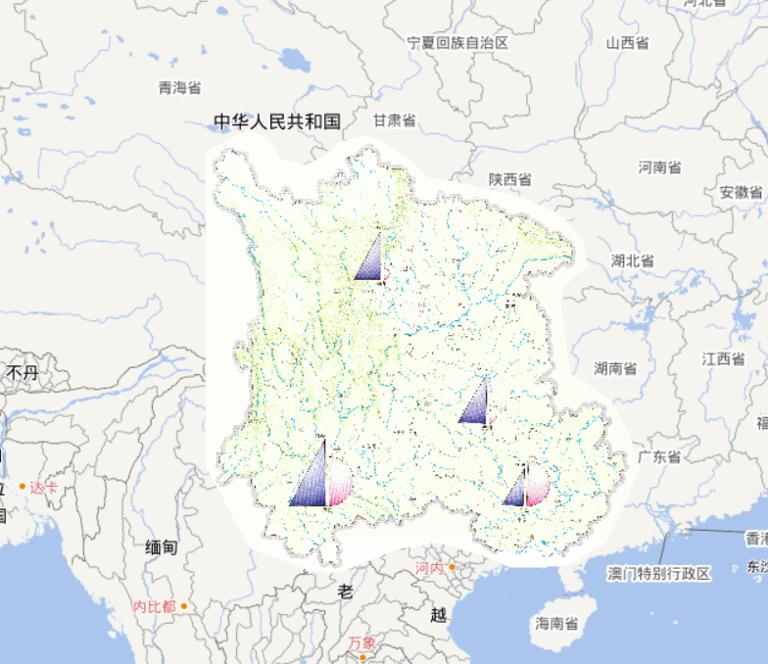 Online map of drought  agriculture drought resistance benifits in Southwest China in 2010